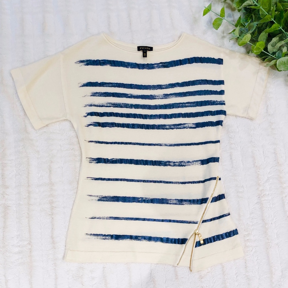 Escada Wool Zipper Trim Shirt